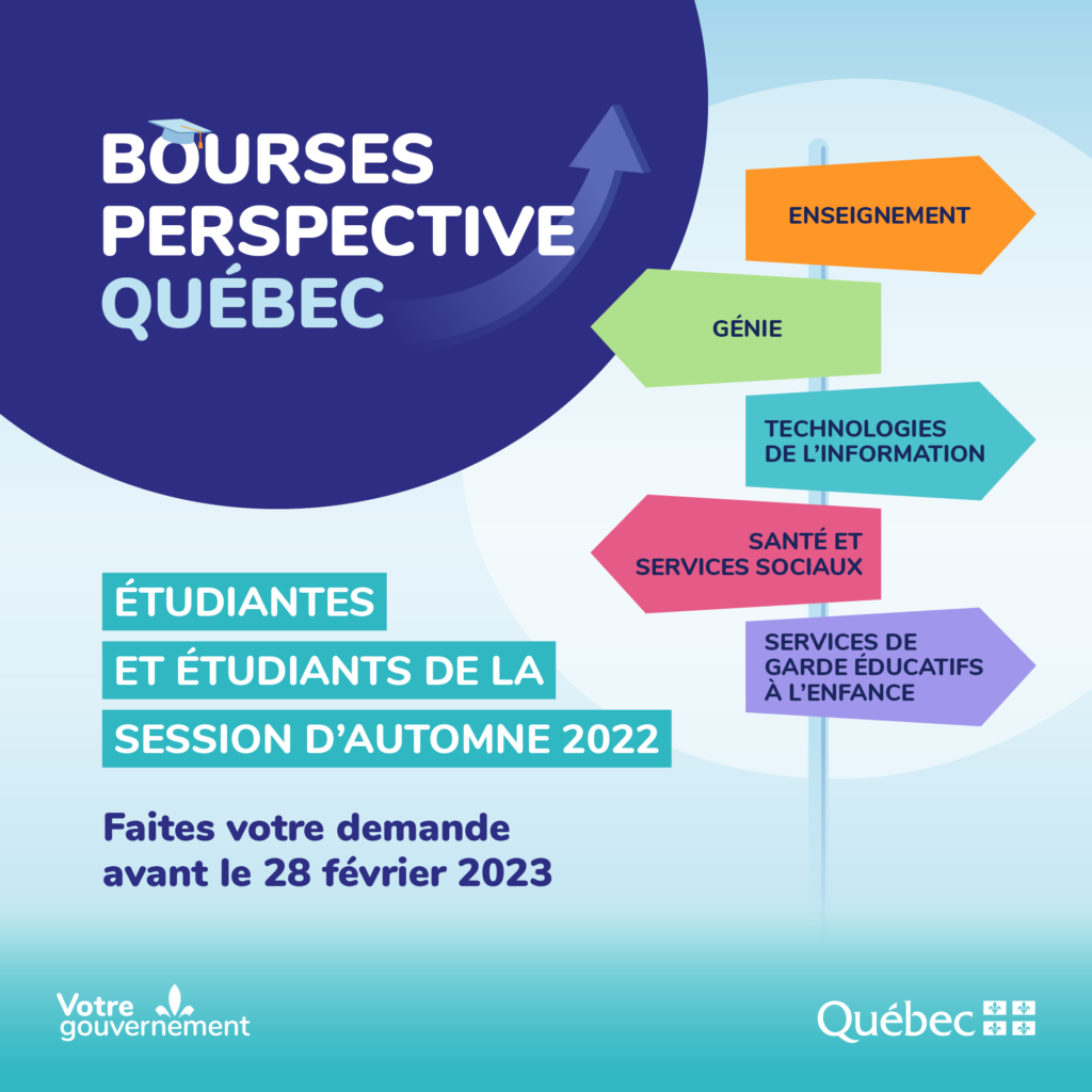 Bourses Perspective Québec - Faites votre demande avant le 28 février 2023